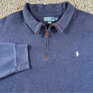 Polo Ralph Lauren Men's Double-Knit Jersey Quarter-Zip Pullover Blue 3XLT Pony